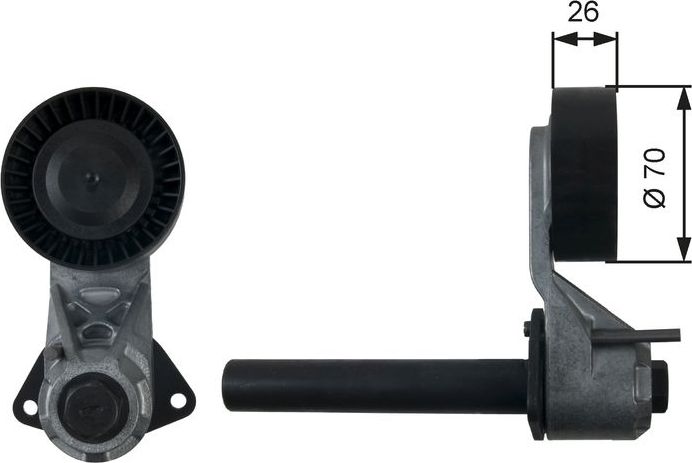 Натяжной ролик (натяжитель) приводного клинового зубчатого ремня Gates DriveAlign®. Артикул T39203