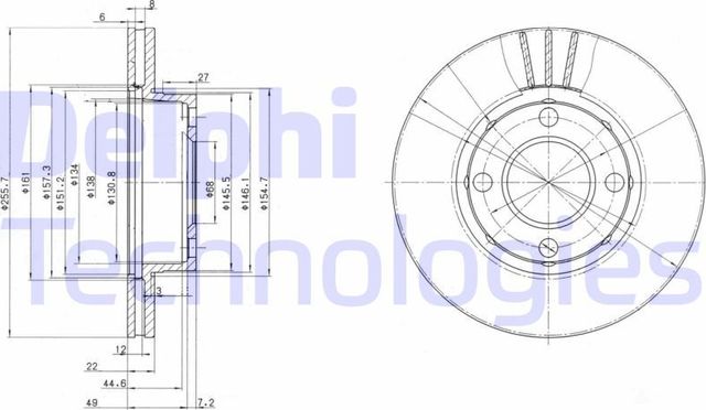 Тормозной диск Delphi передний для Audi 80 V (B4) 1991-1994. Артикул BG2668