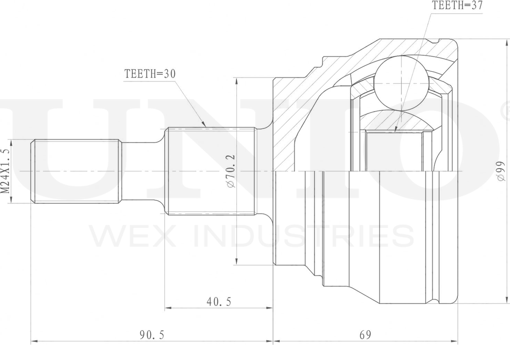 ШРУС наружный (Unio). Артикул CVJ-20072
