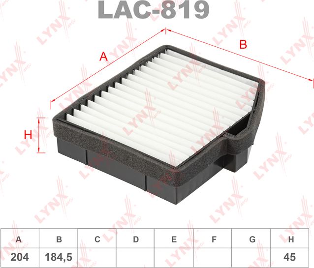 Салонный фильтр LYNXauto. Артикул LAC-819