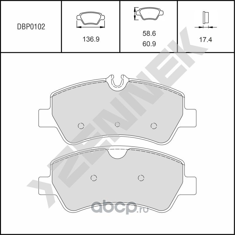 Колодки тормозные дисковые задние FORD TOURNEO 12->, FORD TRANSIT 12 (Zennek). Артикул DBP0102