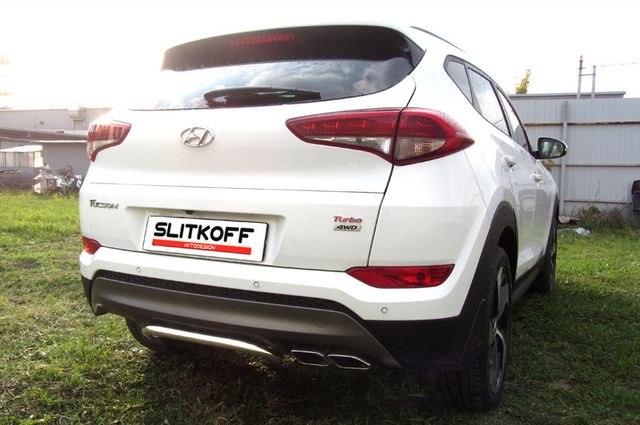 Защита Slitkoff заднего бампера d42 скоба для Hyundai Tucson III 4WD 2015-2026. Артикул HT4WD15007