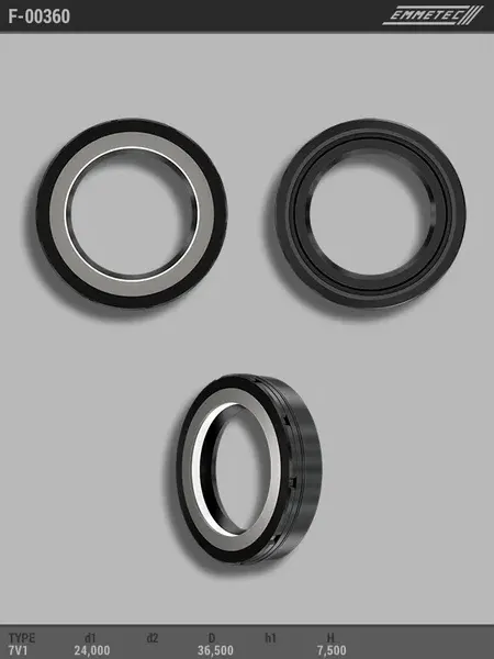 Сальник 24,00/36,50*7,50 тип 7V1 (Emmetec). Артикул F00360