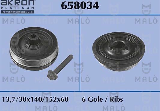 Шкив коленвала Malo для Ford Focus I 2001-2004. Артикул 658034