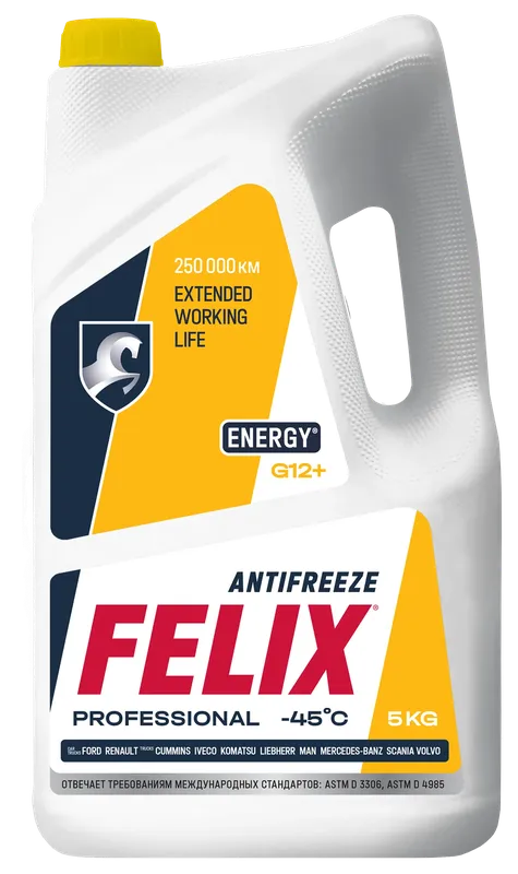Антифриз FELIX ENERGY G12+ желтый в п/э кан.5кг Felix. Артикул 430206027