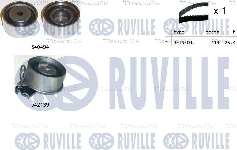 Ремень ГРМ с роликами (комплект) Ruville для Kia Cerato I 2006-2007. Артикул 550361