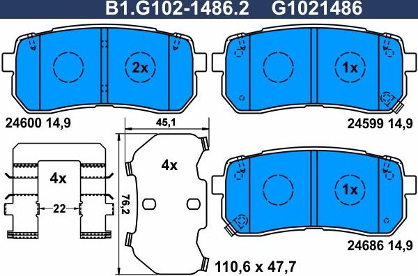 Тормозные колодки Galfer. Артикул B1.G102-1486.2