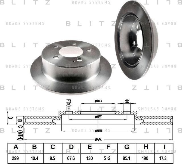 Диск тормозной SSANG YONG ACTION 05- задн. (Blitz). Артикул BS0383