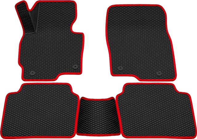 Коврики Rezkon 3D EVA Ромб резиновые для салона Mazda CX-5 I 2012-2017 Красный кант. Артикул 9223020104