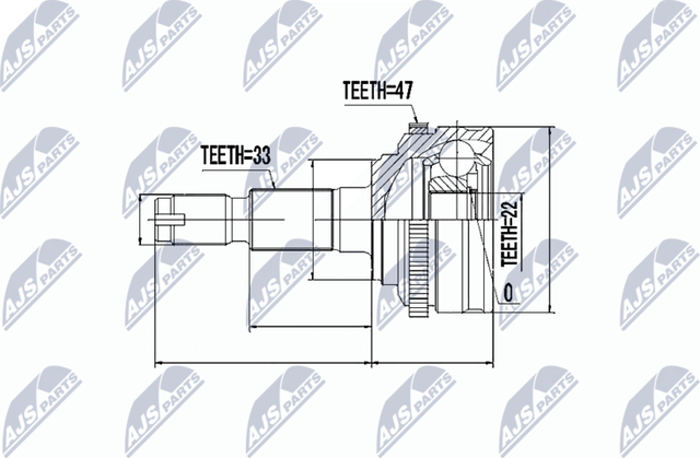 Шрус наружный (граната) NTY для Daewoo Nubira III 2003-2004. Артикул NPZ-DW-007