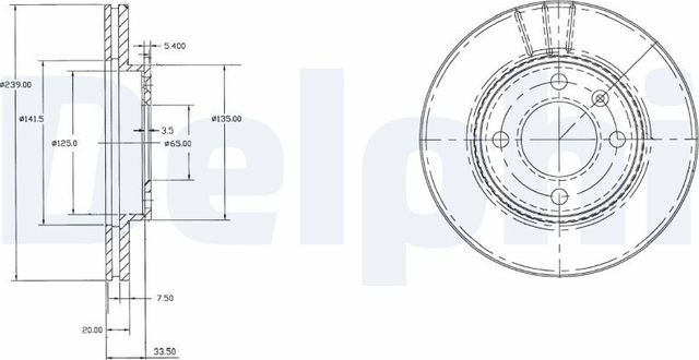 Тормозной диск Delphi передний для Audi 80 II (B1) 1973-1978. Артикул BG2109