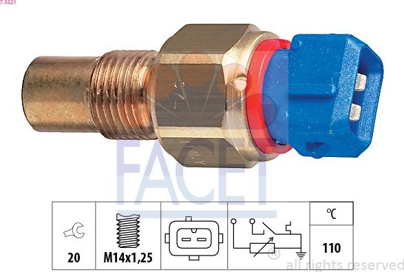 Датчик температуры охлаждающей жидкости Facet Made in Italy - OE Equivalent для Peugeot 309 I 1989-1993. Артикул 7.3521