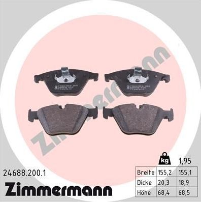 Тормозные колодки Zimmermann. Артикул 24688.200.1