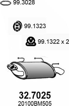 Глушитель Asso для Nissan Almera N16 2000-2006. Артикул 32.7025