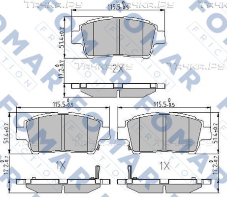 Тормозные колодки Fomar передние для Toyota Echo 1999-2005. Артикул FO 909381