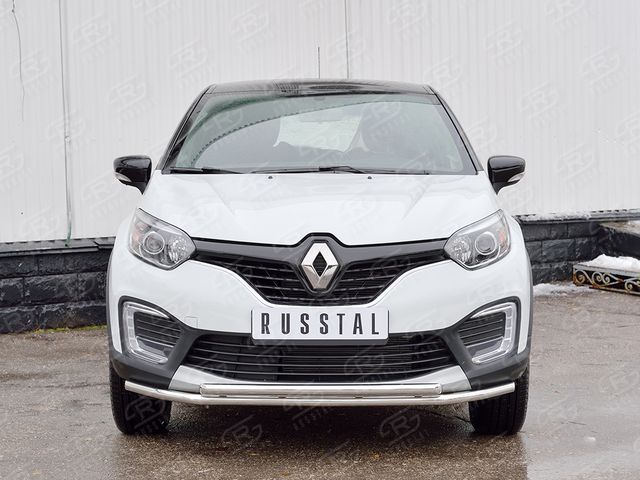 Защита RusStal переднего бампера d42 секция-d42 дуга для Renault Kaptur 2016-2026. Артикул RKPZ-002461
