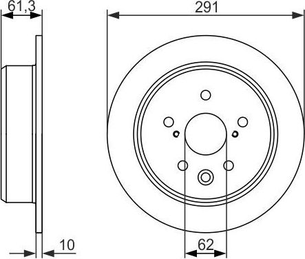 Тормозной диск Bosch задний для Toyota Crown XI (S170) 2006-2008. Артикул 0 986 479 657