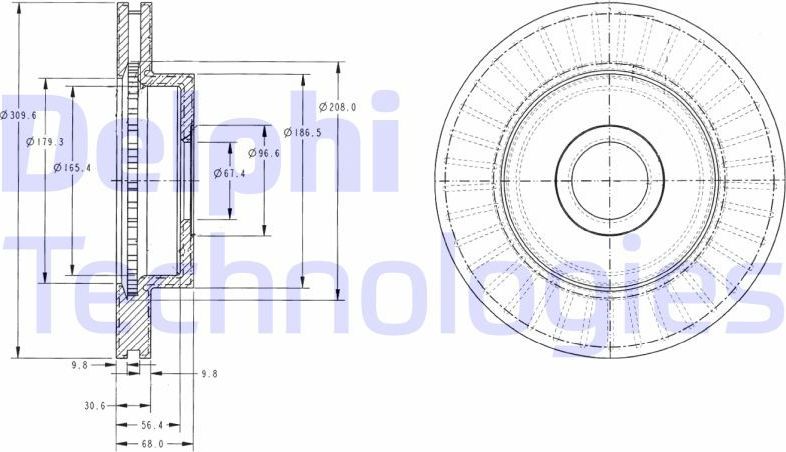 Тормозной диск Delphi. Артикул BG3659