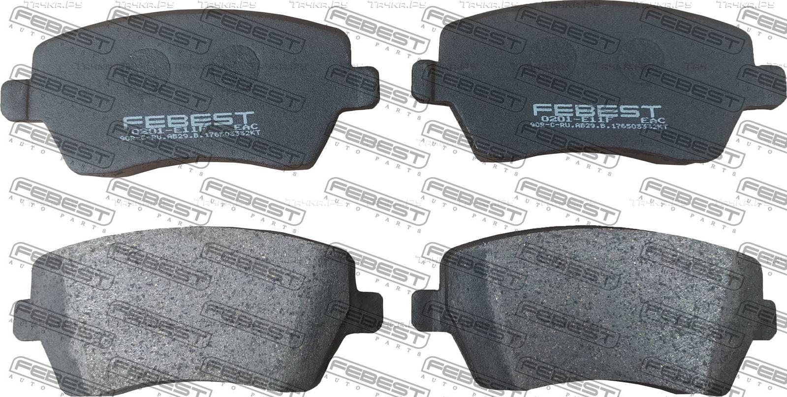 Тормозные колодки Febest передние для Renault Clio V 2008-2026. Артикул 0201-E11F