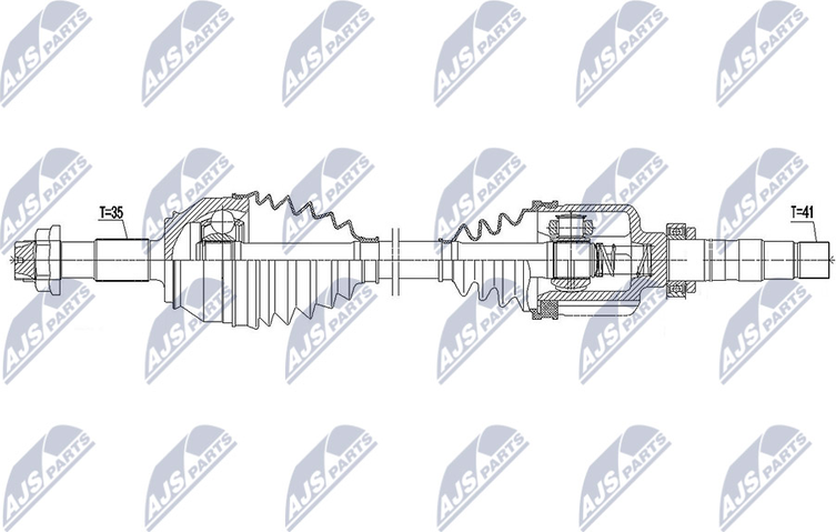 Полуось (привод в сборе, приводной вал) NTY правая для Peugeot Boxer III 2006-2026. Артикул NPW-FT-039