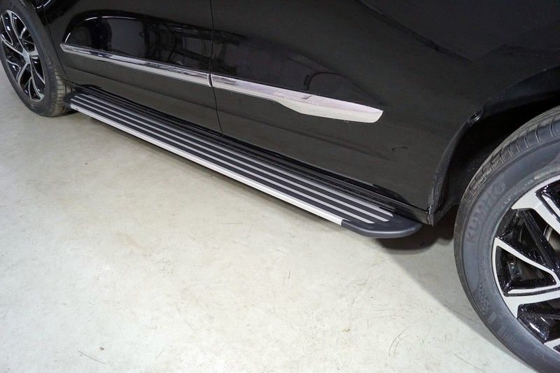 Пороги алюминиевые ТСС Slim Line Silver 1820 мм для Haval Jolion (1,5 л, 2WD) 2021-2026. Артикул HAVJOL21-29S