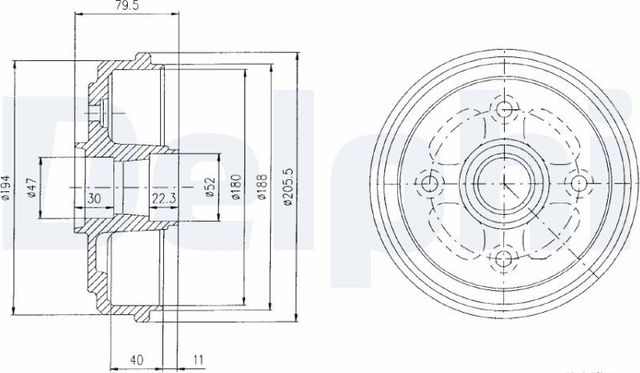 Тормозной барабан Delphi задний для Daewoo Matiz I 1998-2015. Артикул BF400