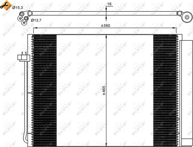 Радиатор кондиционера (конденсатор) NRF (алюминий). Артикул 35906
