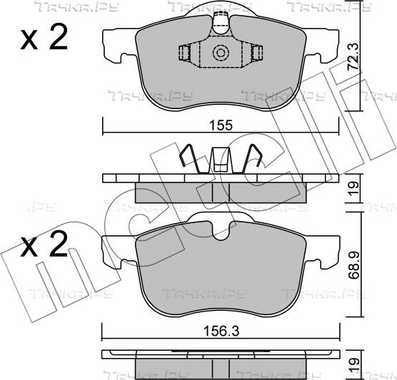 Тормозные колодки Metelli передние для Volvo V70 II 1999-2008. Артикул 22-0309-0