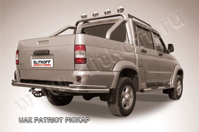 Защита Slitkoff заднего бампера d76/42 двойная для УАЗ Pickup 2007-2014. Артикул UPpic010