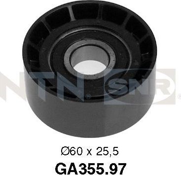Направляющий (ведущий) ролик приводного поликлинового ремня NTN / SNR. Артикул GA355.97
