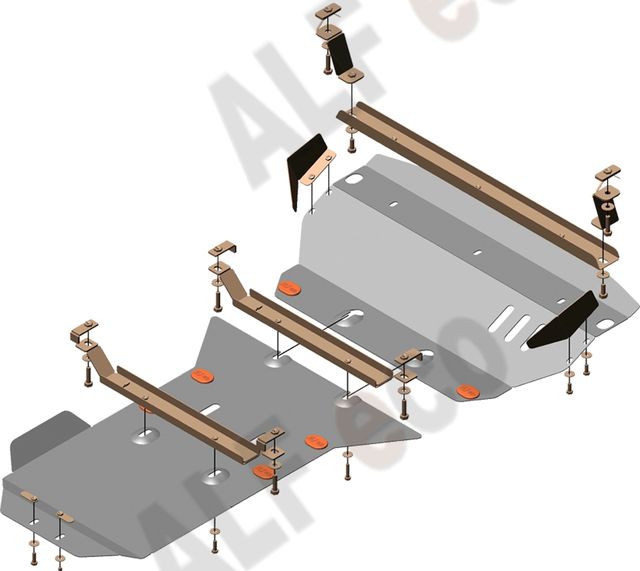 Защита алюминиевая Alfeco для картера и MКПП Mercedes-Benz Sprinter Classic W909 2013-2026 (Россия) RWD. Артикул ALF.36.13 AL4