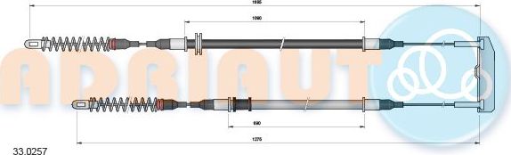 Трос ручника (тросик ручного тормоза) Adriauto. Артикул 33.0257