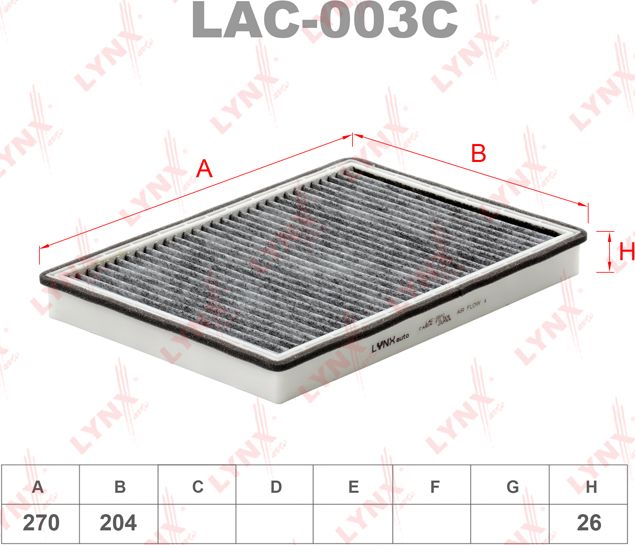 Салонный фильтр LYNXauto. Артикул LAC-003C
