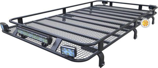 Багажник экспедиционный Podgotoffka 2200х1250х120 с сеткой и креплениями на водостоки для Mitsubishi Pajero II 5дв. 1991-1997. Артикул PGT-B.95.03