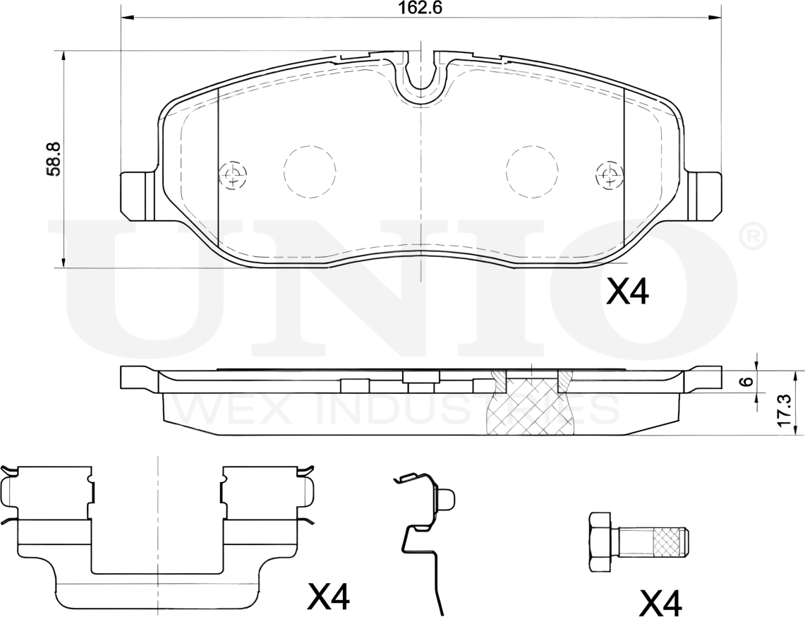 Колодки тормозные дисковые, комплект (Unio). Артикул BRP-20293