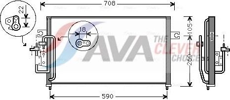 Радиатор кондиционера (конденсатор) AVA (алюминий). Артикул HY5059