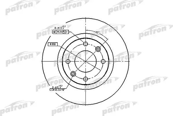 Тормозной диск Patron передний для Citroen BX 1982-1994. Артикул PBD1216