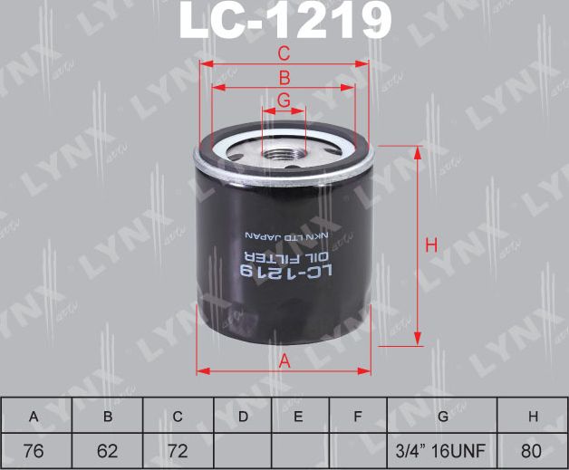 Масляный фильтр LYNXauto. Артикул LC-1219