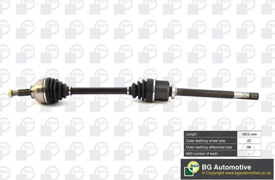 Полуось (привод в сборе, приводной вал) BGA передняя правая для Renault Trafic II 2006-2014. Артикул DS9529R