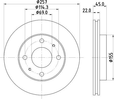 Тормозной диск Nisshinbo передний для Hyundai Sonata II 1988-1993. Артикул ND6034K