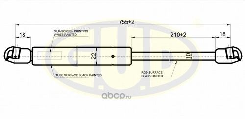 АМОРТИЗАТОР БАГАЖНИКА VW TRANSPORTER T5 0403- 970N L=755210MM G.U.D.. Артикул GGS020562