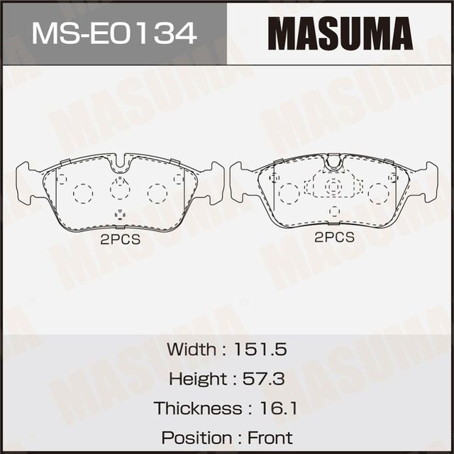 Колодки дисковые MASUMA, PN0010 front. Артикул MSE0134