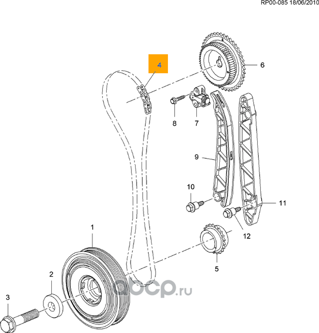 Цепь ГРМ General Motors. Артикул 25186666