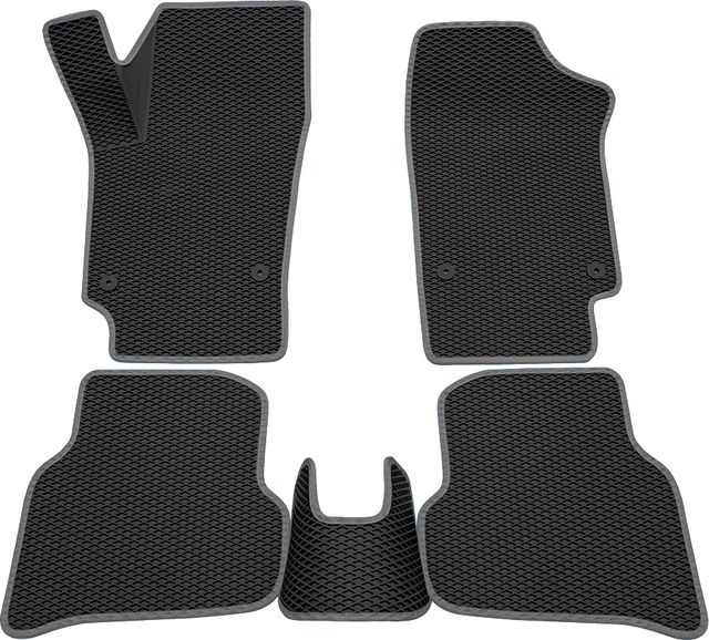 Коврики Rezkon 3D EVA Ромб резиновые для салона Volkswagen Polo V 2009-2020 Серый кант. Артикул 9235020102