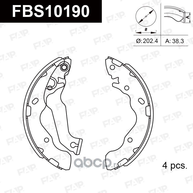 FBS10190 КОЛОДКИ ТОРМОЗНЫЕ БАРАБАННЫЕ (FAP). Артикул FBS10190
