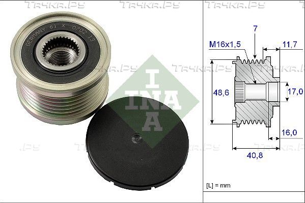 Муфта генератора обгонная Ina для Renault Megane III 2008-2016. Артикул 535 0080 10