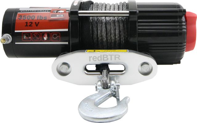Лебёдка электрическая 12V redBTR серия QUATTRO SPORT 3500 lbs 1587 кг (Синтетический трос). Артикул 913510