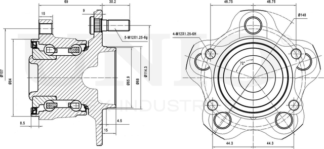 Ступица колеса с интегрированным подшипником (Unio). Артикул HUB-20049