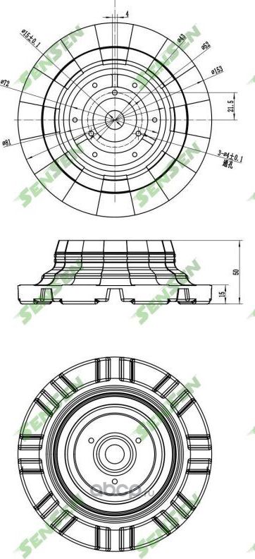 ОПОРА_АМОРТИЗАТОРА ПЕРЕДНЕГО ВЕРХНЯЯ VW TRANSPORTER/MULTIVAN T5 03-11 (Sensen). Артикул M61119