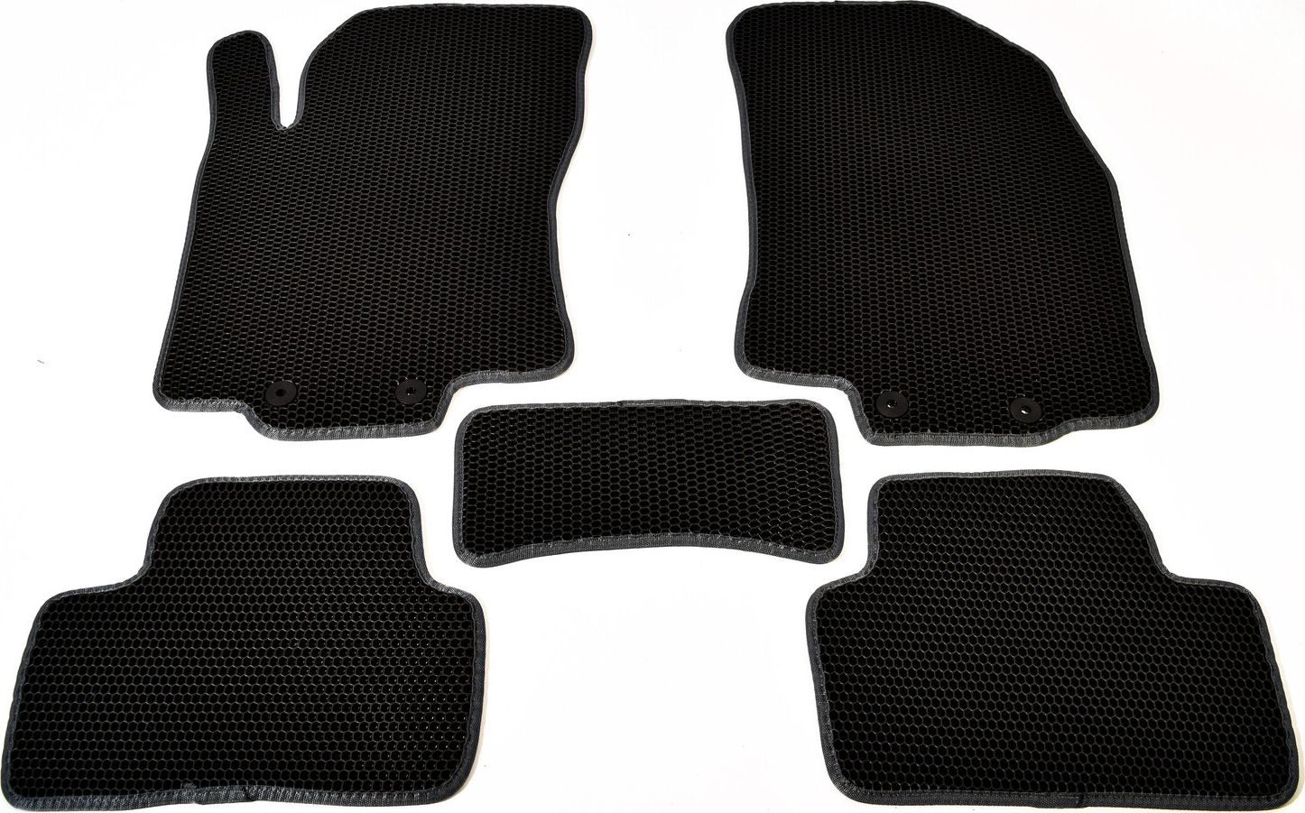 Коврики ТриАВС EVA для салона Nissan Qashqai II (J11) 2015-2026 российская сборка. Черные, серый кант. Артикул TAS2D-1473.01.04